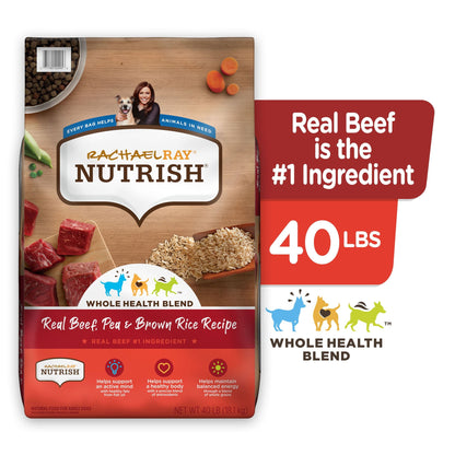 Rachael Ray Nutrish Real Beef, Pea & Brown Rice Recipe Dry Dog Food, 40 Lb. Bag