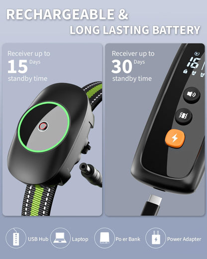 Dog Shock Collar for 2 Dogs, Dog Training Collar with Remote for Large Medium Small Dogs, Rechargeable E-Collar Waterproof Collars with 3 Training Modes, Range up to 3300Ft-Pink