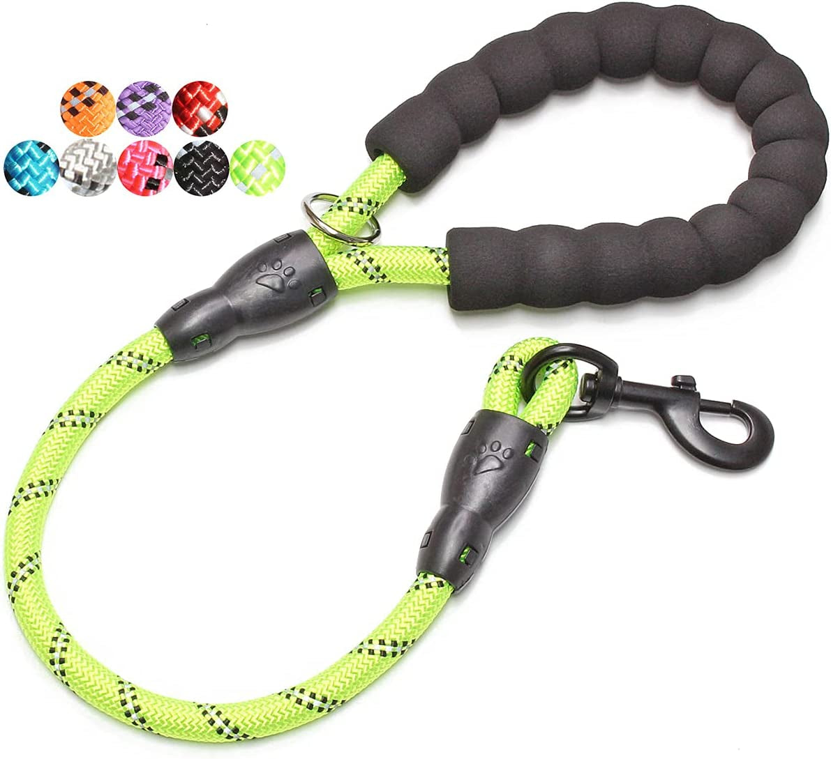 BAAPET 2/4/5/6 FT Dog Leash with Comfortable Padded Handle and Highly Reflective Threads for Small Medium and Large Dogs (2FT-1/2'', Green)