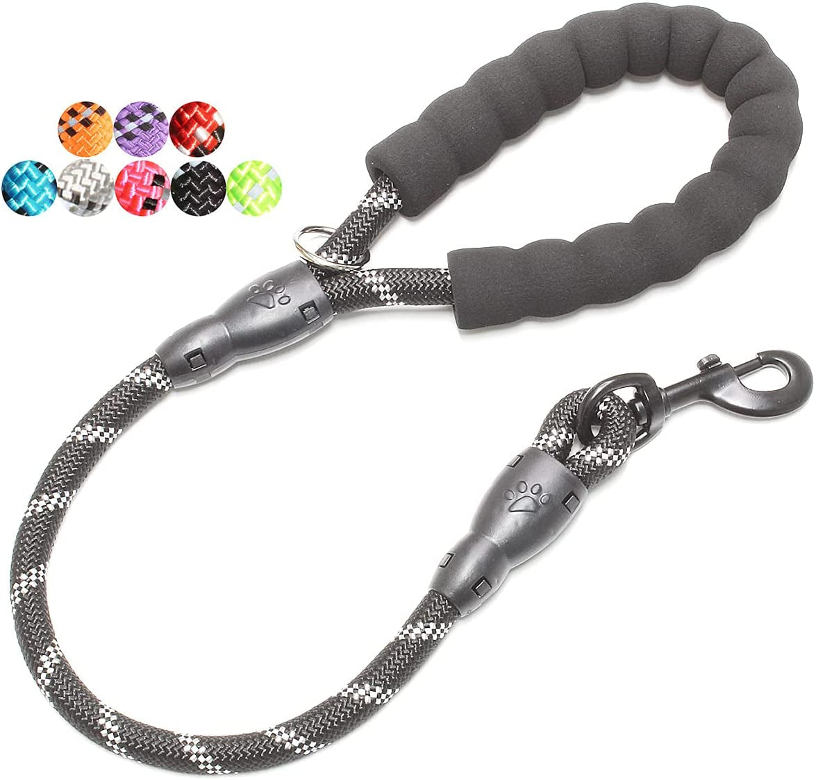 BAAPET 2/4/5/6 FT Dog Leash with Comfortable Padded Handle and Highly Reflective Threads for Small Medium and Large Dogs (2FT-1/2'', Black)