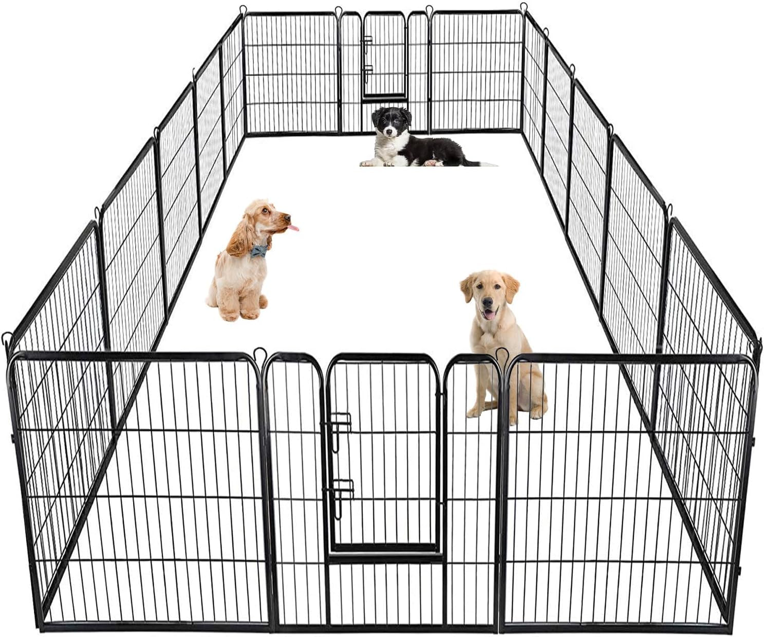 Bestpet Dog Playpen Pet Dog Fence 24"/ 32" /40" Height 8/16/24/32 Panels Metal Dog Pen Outdoor Exercise Pen with Doors for Large/Medium/Small Dogs,Pet Puppy Playpen for Rv,Camping,Yard