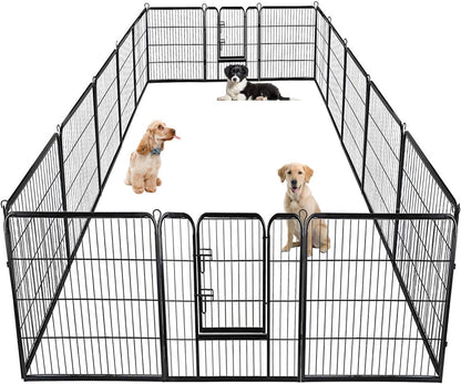 Bestpet Dog Playpen Pet Dog Fence 40 Inch Height 16 Panels Metal Dog Pen Outdoor Exercise Pen with Doors,Pet Puppy Playpen for Rv,Camping,Yard