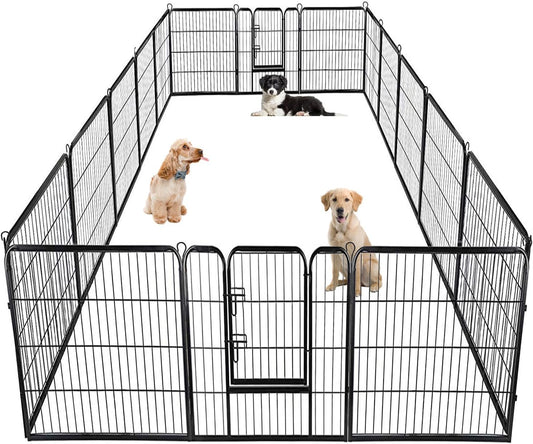 Bestpet Dog Playpen Pet Dog Fence 40 Inch Height 16 Panels Metal Dog Pen Outdoor Exercise Pen with Doors,Pet Puppy Playpen for Rv,Camping,Yard