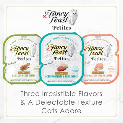 Purina Fancy Feast Gourmet Wet Cat Food Variety Pack, Petites Pate Collection, break-apart tubs, 48 servings - (Pack of 24) 2.8 oz. Tubs