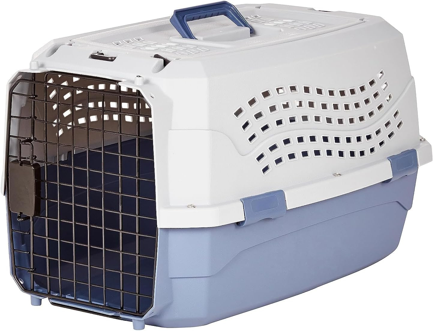 Amazon Basics Hard-Sided Dog and Cat Kennel Single-Door Travel Pet Carrier with Metal Wire Ventilation, 23.6"L X 15.7"W X 13.0"H, Beige