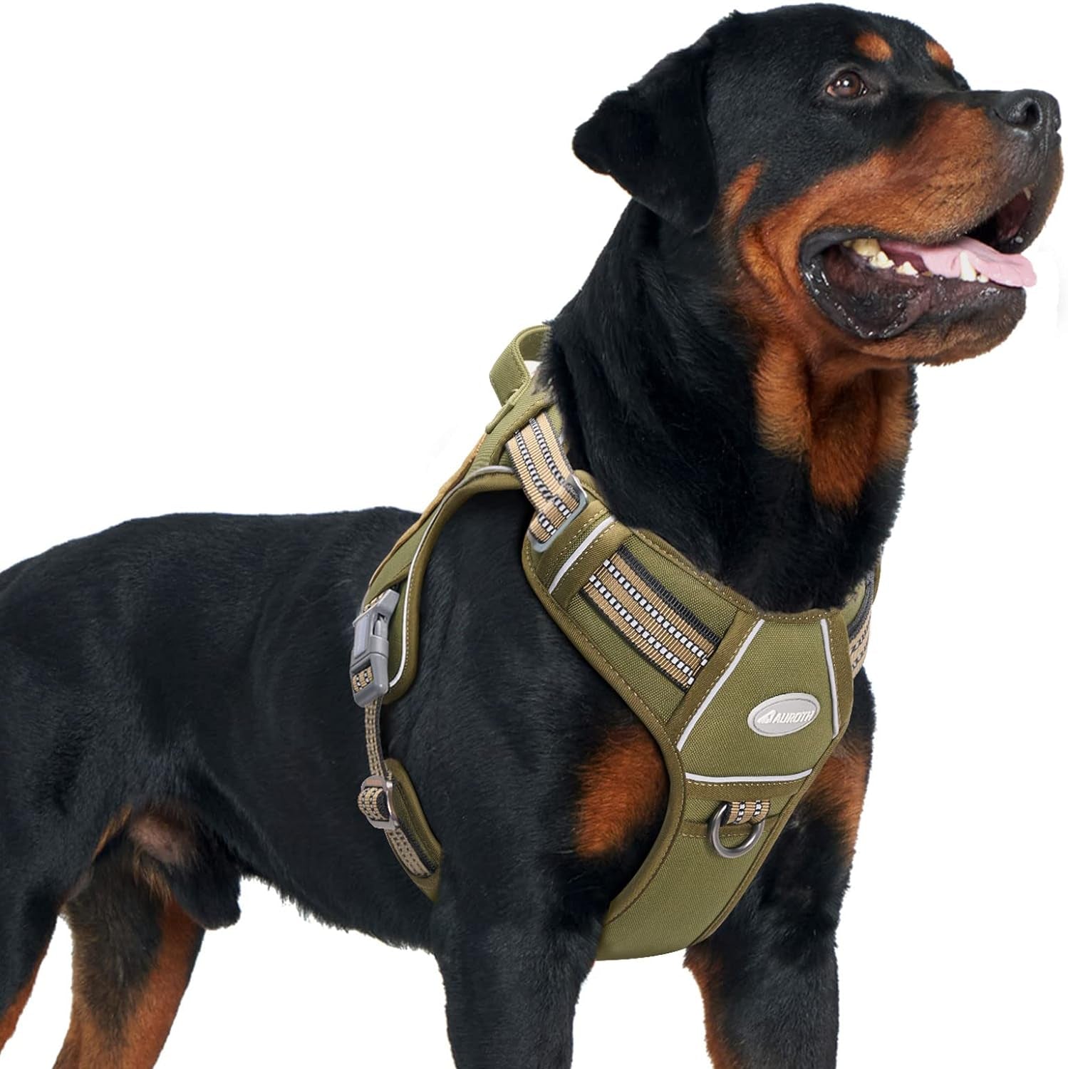 Auroth Tactical Dog Harness for Small Medium Large Dogs No Pull Adjustable Pet Harness Reflective K9 Working Training Easy Control Pet Vest Military Service Dog Harnesses XL, Green