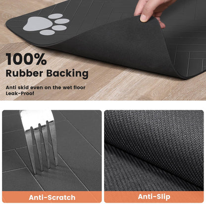 Pet Feeding Mat-Absorbent Pet Placemat for Food and Water Bowl, with Waterproof Rubber Backing, Quick Dry Water Dispenser Mat for Dog and Cat (16"X24", Dark Gray)