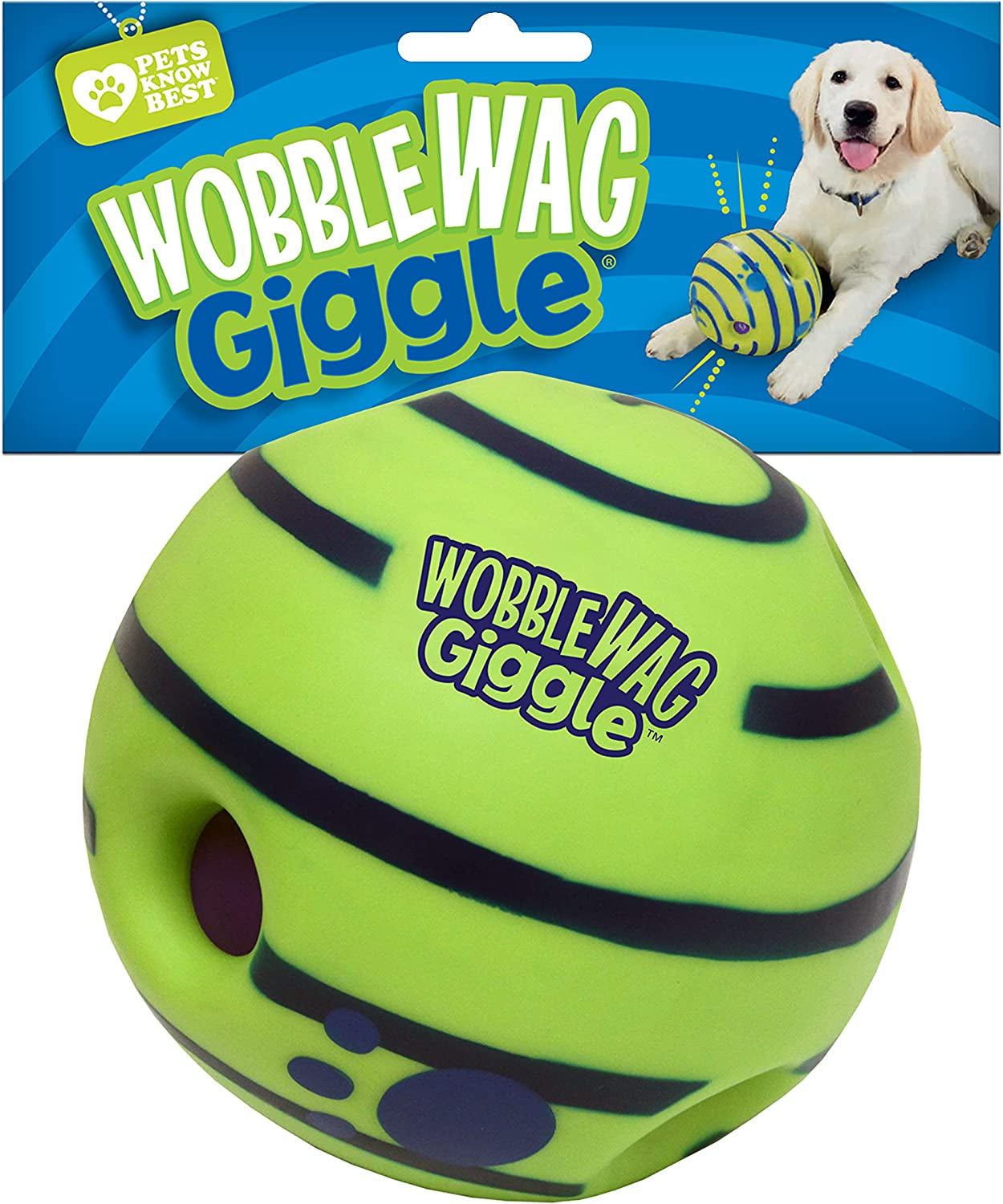 Wobble Wag Giggle Ball 2 Pack- Interactive Dog Toy, Fun Giggle Sounds When Rolled or Shaken, Pets Know Best, 1 Original & 1 Glow in the Dark Ball