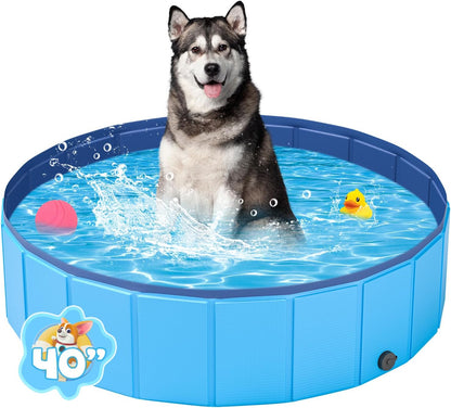 Portable Dog Pool PVC Pet Swimming Pool Bathtub Collapsible Dog Pool, Hard Plastic Pool for Pets to Swim and Bath (Xl-63"X 12" Dark Grey)