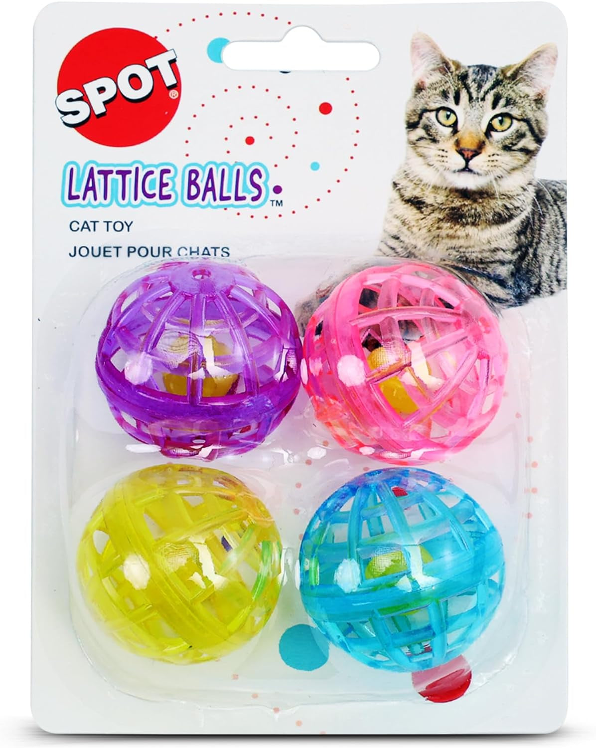 SPOT by Ethical Products - Classic Cat Toys for Indoor Cats - Interactive Cat Toys Balls Mice Catnip Toys - Alternative to Wand Toys and Electronic Cat Toys - Lattice Ball Multi Pack Small