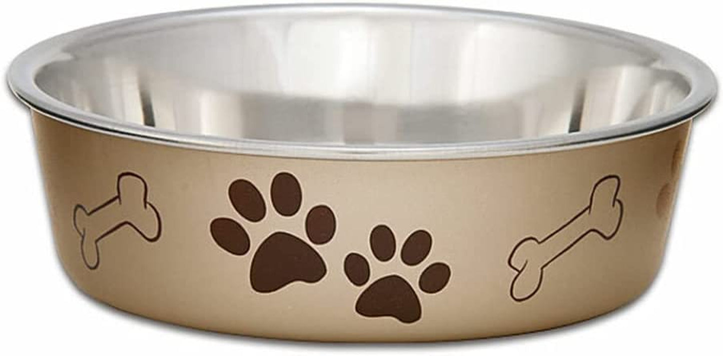 Loving Pets - Bella Bowls - Dog Food Water Bowl No Tip Stainless Steel Pet Bowl No Skid Spill Proof (Large, Champagne)