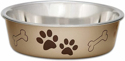 Loving Pets - Bella Bowls - Dog Food Water Bowl No Tip Stainless Steel Pet Bowl No Skid Spill Proof (Large, Champagne)