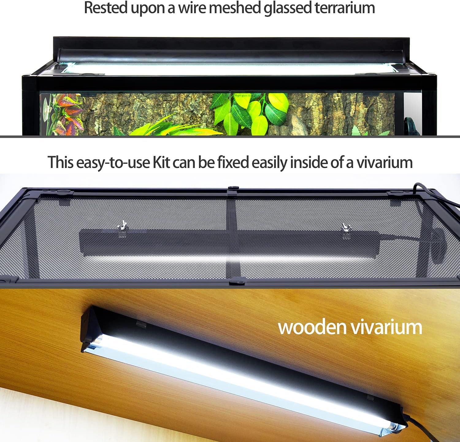 REPTI ZOO T5 HO UVB Lighting Combo Kit, Terrarium Hood Comes with Desert 10.0 UVB T5 Lamp (24W)