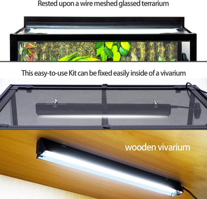 REPTI ZOO T5 HO UVB Lighting Combo Kit, Terrarium Hood Comes with Desert 10.0 UVB T5 Lamp (24W)