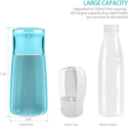 Portable Dog Water Bottle Dispenser for Walking 19OZ Foldable Dog Water Dispenser Portable Pet Water Bottles for Puppy Small Medium Large Dog Water Bowl Dog Accessories