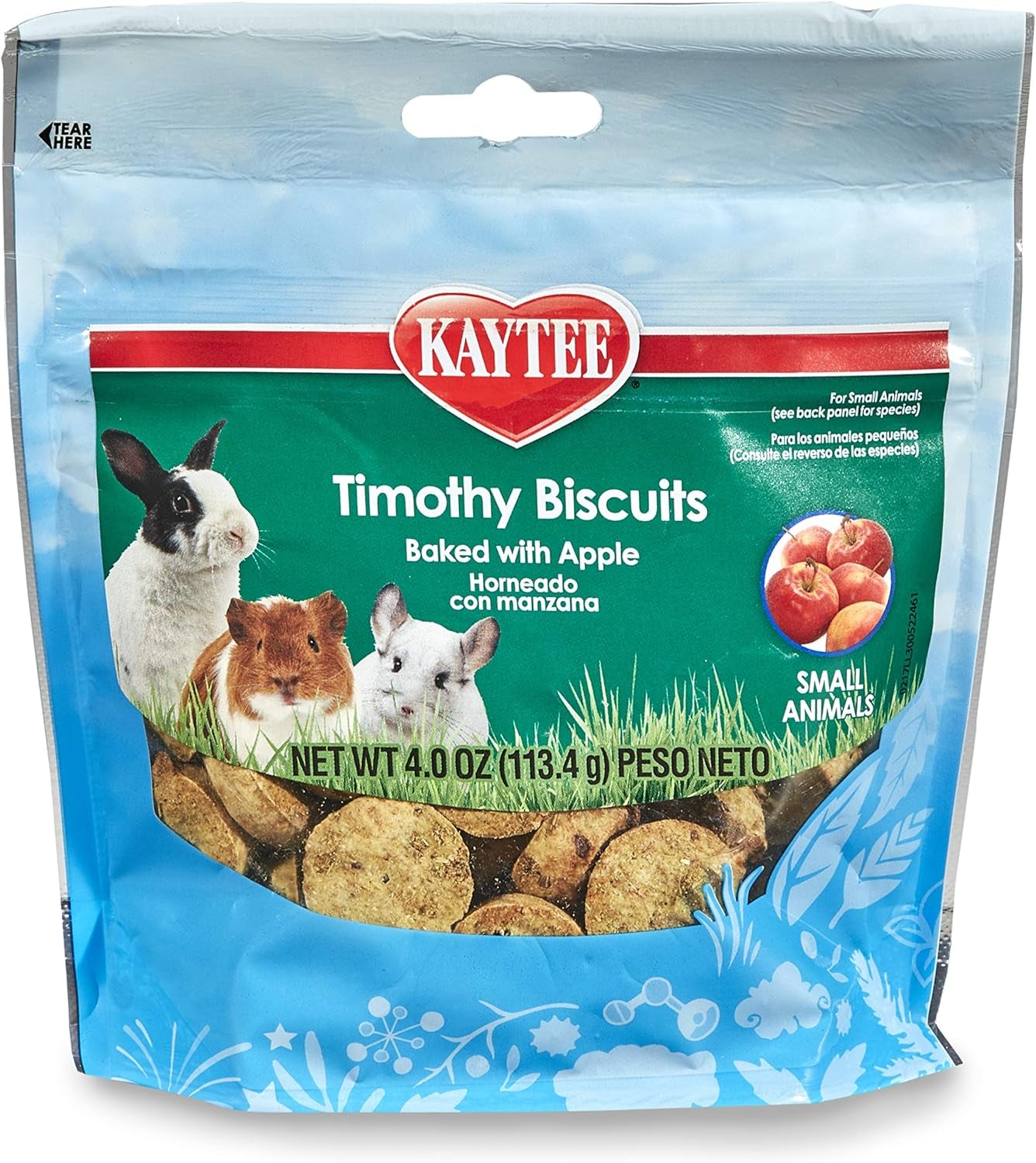 Kaytee Timothy Biscuits Baked Treat for Pet Guinea Pigs, Rabbits & Other Small Animals, Apple, 4 oz