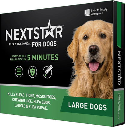 Flea and Tick Prevention for Dogs, Repellent, and Control, Fast Acting Waterproof Topical Drops for Medium Dogs, 6 Monthly Doses