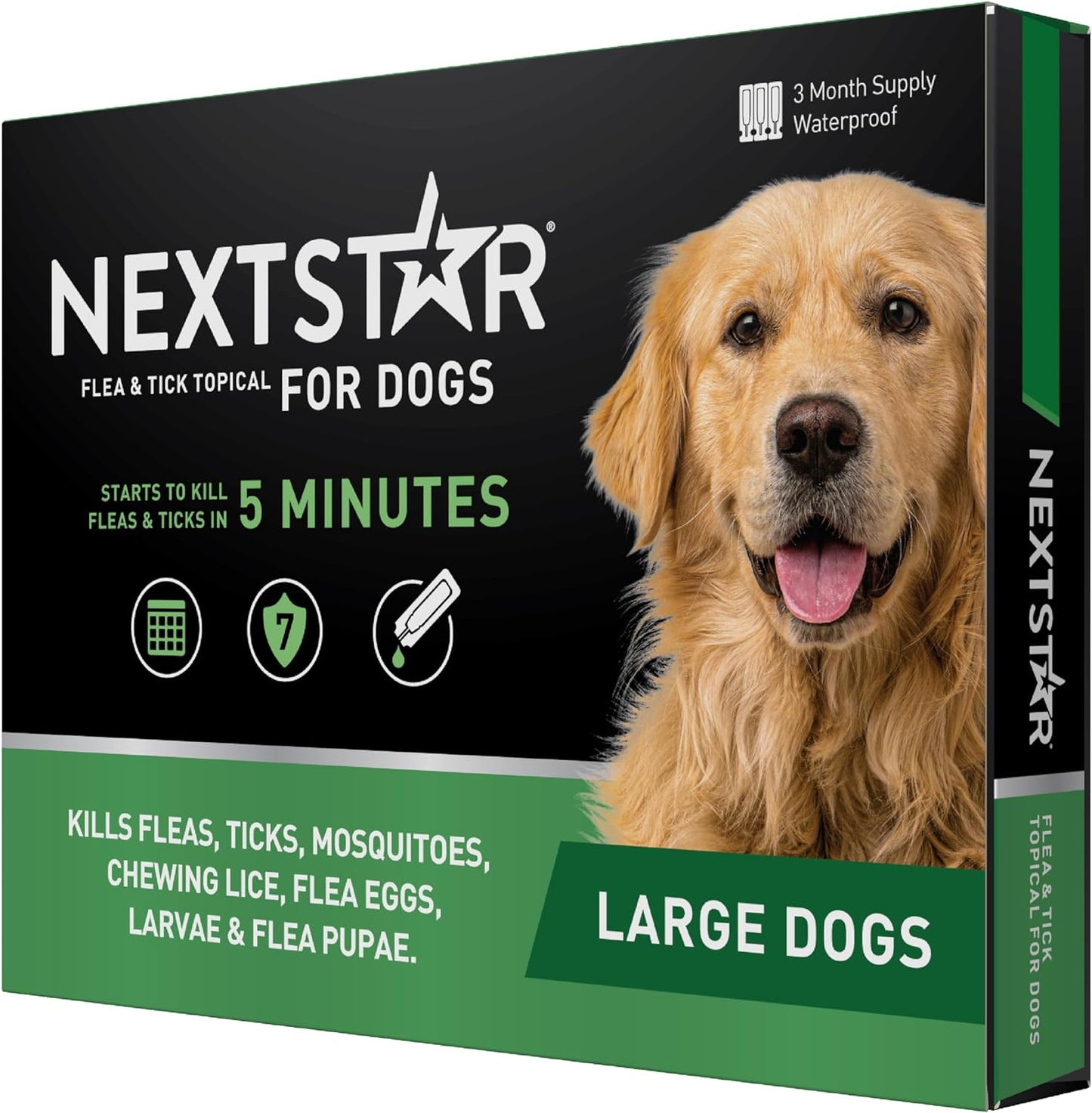 Flea and Tick Prevention for Dogs, Repellent, and Control, Fast Acting Waterproof Topical Drops for Large Dogs, 6 Monthly Doses