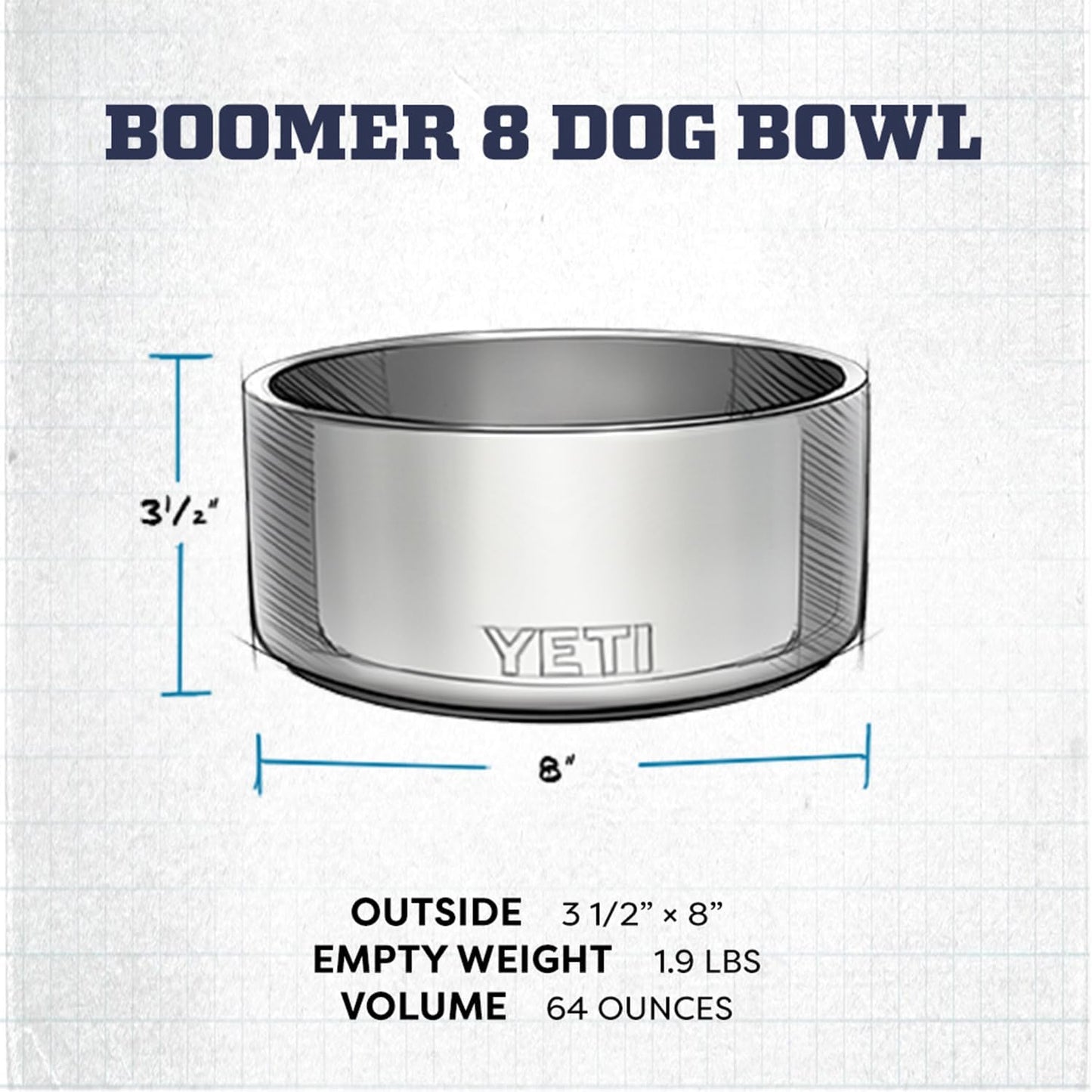 YETI Boomer 8, Stainless Steel, Non-Slip Dog Bowl, Holds 64 Ounces, Cosmic Lilac