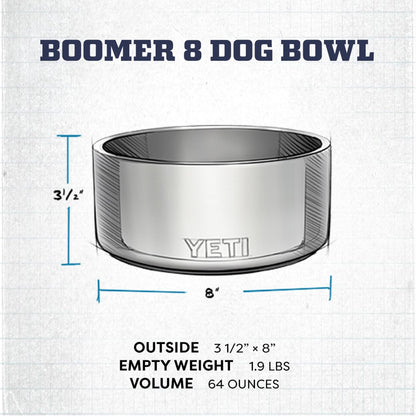 YETI Boomer 8, Stainless Steel, Non-Slip Dog Bowl, Holds 64 Ounces, Wild Vine Red