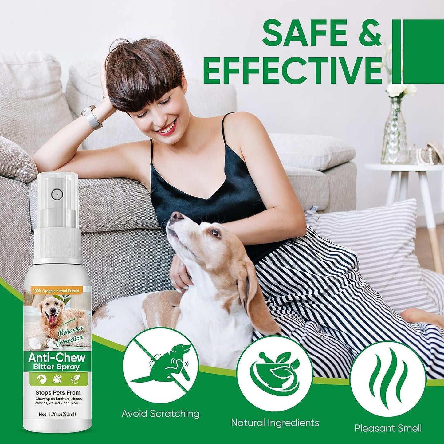 Bitter Spray for Dogs to Stop Chewing, No Chew Spray for Puppies & Dogs, Effective Dogs Behavior Training Aids, Protect Your Furniture and Prevents Dogs from Biting