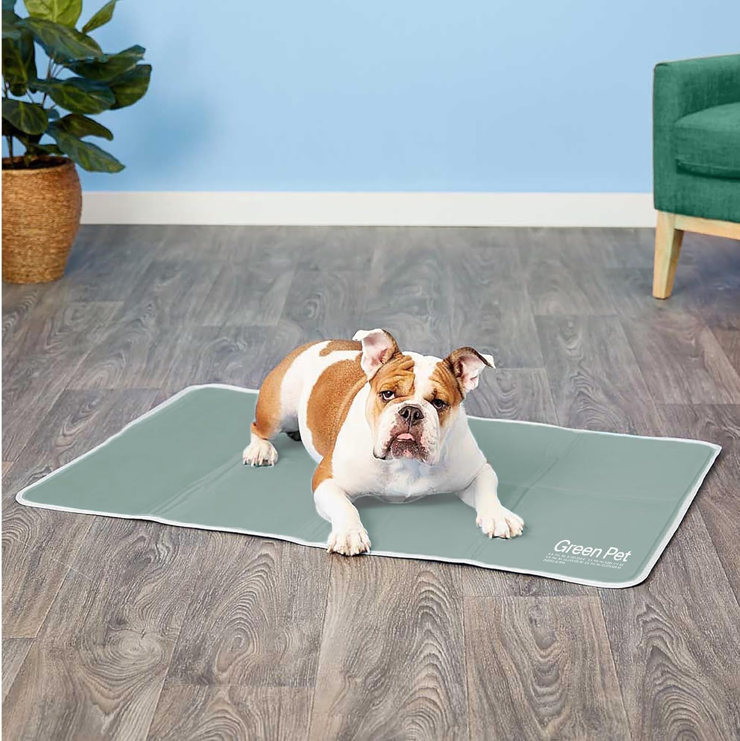 The Green Pet Shop Dog Cooling Mat, Large - Pressure Activated Pet Cooling Mat for Dogs and Cats, for Large Sized Pets (46-80 Lb.) - Non-Toxic Gel Dog Cooling Pad, No Water Needed - Sage Grey