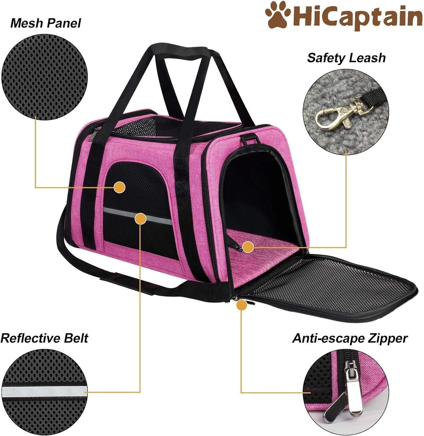 Hicaptain Soft Cat Carrier with Top Mesh Window - Pet Carrier Breathable for Medium Cats and Small Dogs Puppies up to 15 Lb (Blue)