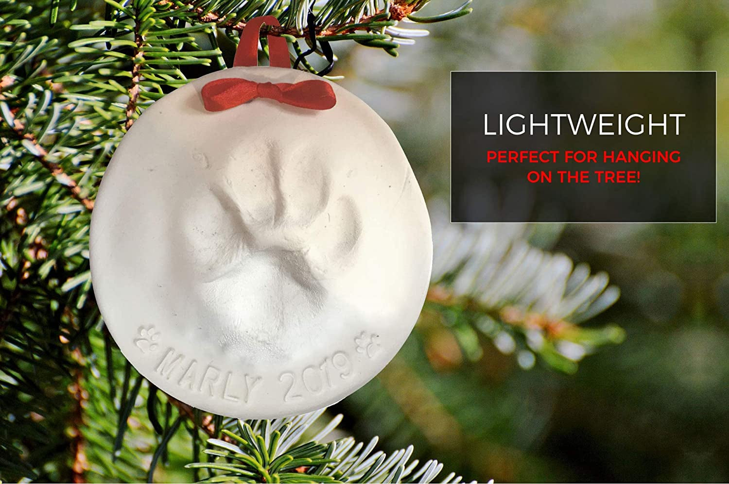 Ultimate Pawprint Keepsake Kit (Makes 2) - Paw Print Christmas Ornament W/ Bonus Personalization Tool & Display Stands! for Dogs, Cats & Pets. Non-Toxic. Clay Air-Dries Soft, Light & Uncrackable.