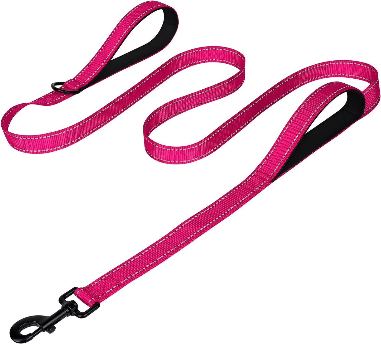 Joytale Dog Leash Heavy Duty for Large Dogs That Pull, Double Handle Dog Leash for Traffic Control, Double-Sided Reflective Leash for Night Safety, Dog Leash for Large Medium Dogs, 4FT, Hot Pink