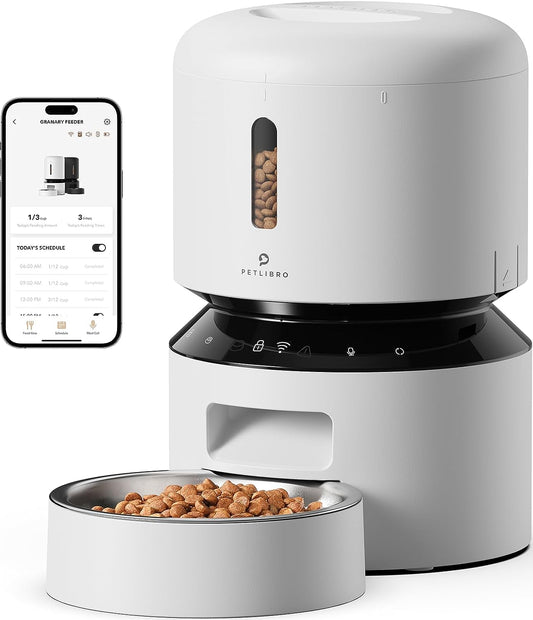 PETLIBRO Automatic Cat Feeder, 5G Wifi Pet Feeder with Freshness Preservation, Timed Cat Feeders for Dry Food, up to 48 Portions 10 Meals per Day, Granary Pet Feeder for Cat/Dog