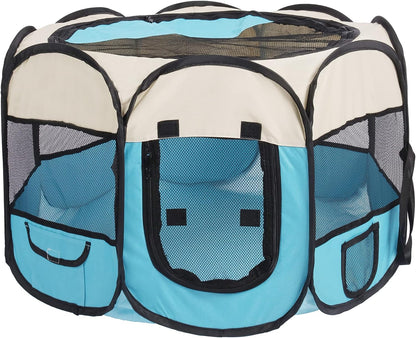 Dogs Playpen Cat Playpen Pop up Playpen Small Middle Large Dog Cat Playpen Pet Playpen 37X37X24 Pop up Playpen Pet Tent Playground Indoor Outdoor Pet Puppy Dog Playpen (Black/Blue)