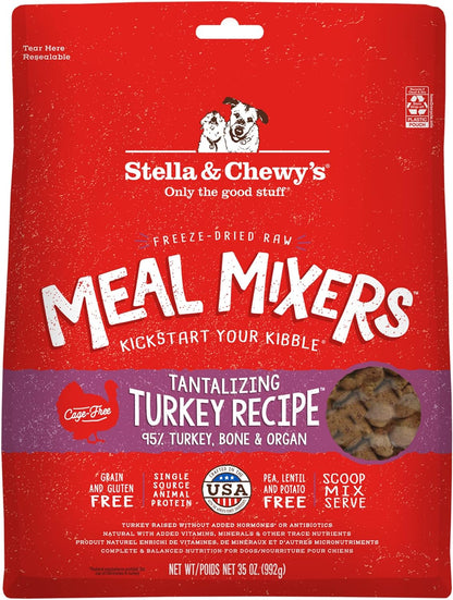 Stella & Chewy'S Freeze Dried Raw Tantalizing Turkey Meal Mixer – Dog Food Topper for Small & Large Breeds – Grain Free, Protein Rich Recipe – 35 Oz Bag