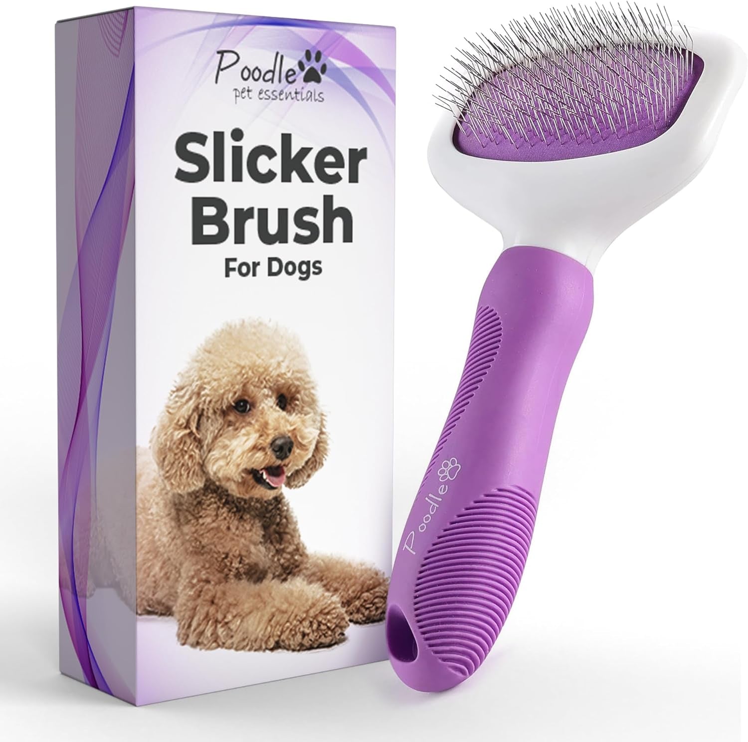 Poodle Pet Slicker Brush - For Dogs, Cats, Rabbits - Matted/Loose Fur, Knots - Suitable for Doodle/Goldendoodle Grooming and Shredding Short/Long Hair