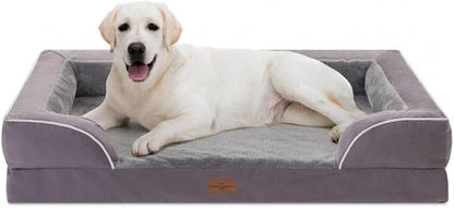 Jumbo Dog Bed for Extra Large Dogs, Jumbo Breed Waterproof Orthopedic Dog Bed, PV Washable Dog Sofa Bed with Removable Cover & Non-Slip Bottom(Jumbo,Purple)