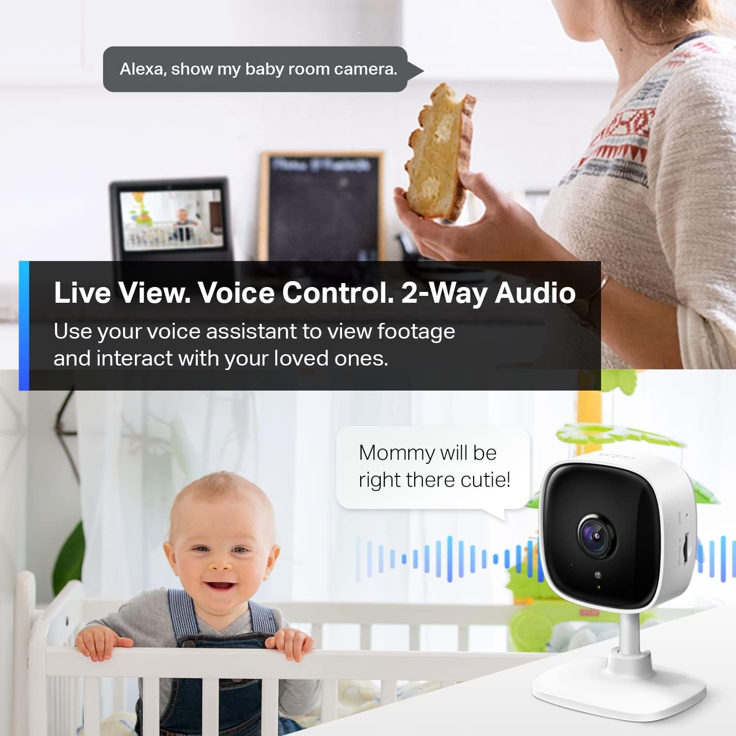 Tp-Link Tapo 1080P Indoor Security Camera for Baby Monitor, Dog Camera W/Motion Detection, 2-Way Audio Siren, Night Vision, Cloud & SD Card Storage, Works W/Alexa & Google Home (Tapo C100)