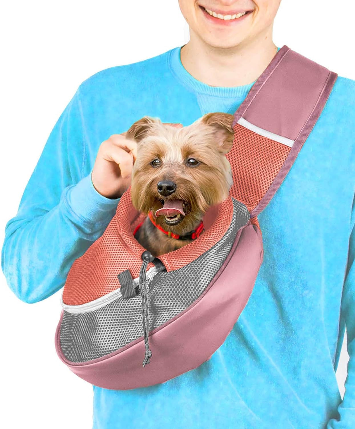 Pet Sling Carrier - Small Dog Puppy Cat Carrying Bag Purse Pouch - for Pooch Doggy Doggie Yorkie Chihuahua Baby Papoose Bjorn - Hiking Travel Front Backpack Chest Body Holder Pack (Red)