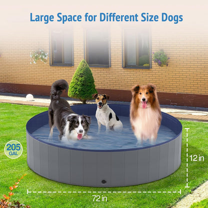 Niubya Foldable Dog Pool, Collapsible Hard Plastic Dog Swimming Pool, Portable Bath Tub for Pets Dogs and Cats, Pet Wading Pool for Indoor and Outdoor, 48 X 12 Inches