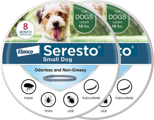 Seresto Small Dog Vet-Recommended Flea & Tick Treatment & Prevention Collar for Dogs under 18 Lbs. | 2 Pack