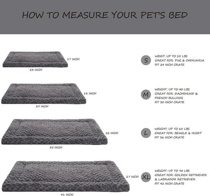 Washable Dog Bed Mat Reversible Dog Crate Pad Soft Fluffy Pet Kennel Beds Dog Sleeping Mattress for Large Jumbo Medium Small Dogs, 23 X 17 Inch, Gray