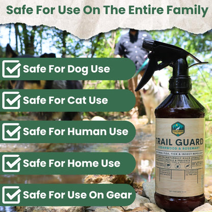 Trail Guard Natural Extra Stregth Insect, Flea and Tick Spray for Dogs, Cats, People & Home - 16oz Plant-Based Insect & Tick Repellent for Dogs - Kid Safe - DEET Free - Flea and Tick Prevention