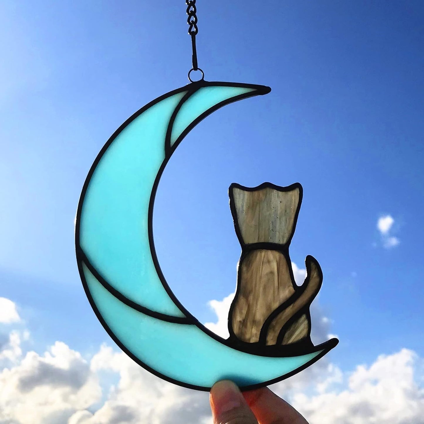 Stained Glass Rainbow Bridge Pet Memorial Gifts for Dogs,Black Dog Memorial Gifts for Loss of Dog,Suncather for Window Hanging,In Memory of Dog Passing Away Gifts,Loss of Dog Sympathy Gift