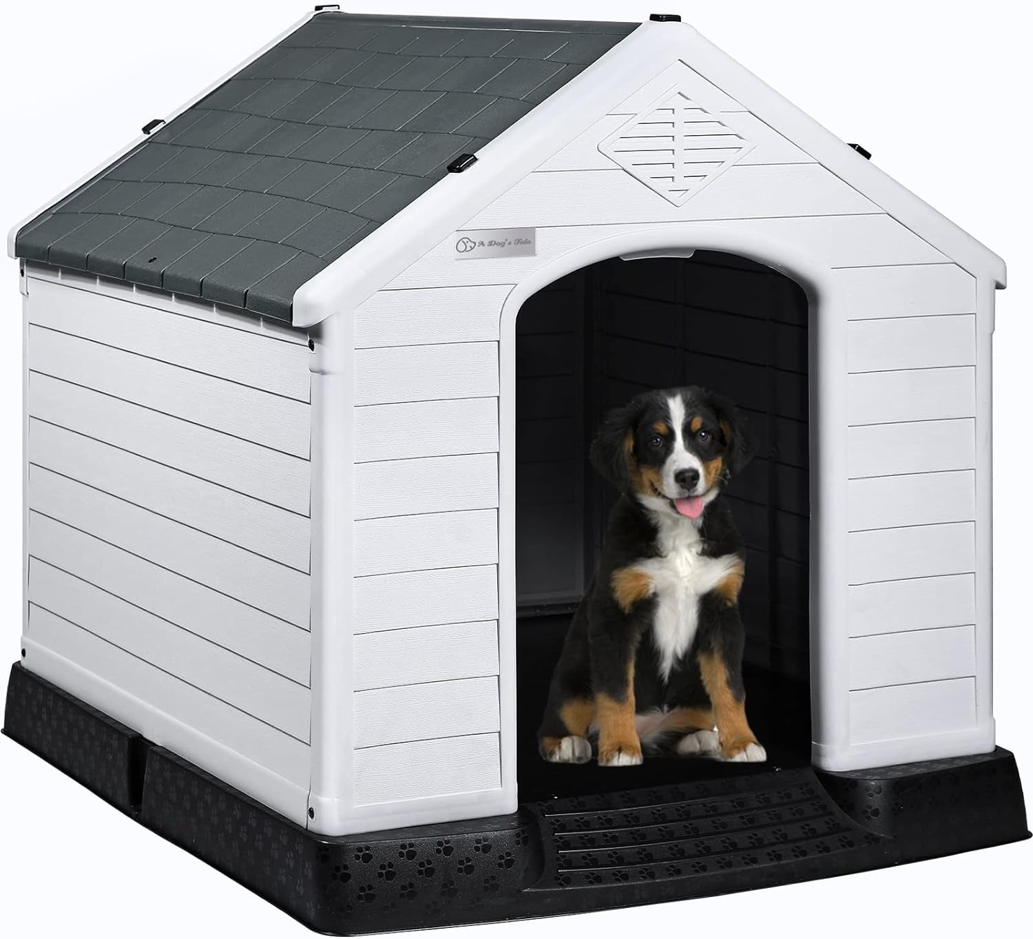 LEMBERI Durable Waterproof Plastic Dog House for Small to Large Sized Dogs, Indoor Outdoor Doghouse Insulated Puppy Shelter with Elevated Floor, Easy to Assemble (Red, 42''L*38''W*39''H)