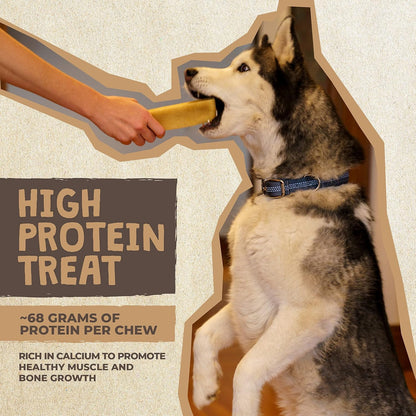 Mighty Paw Yak Cheese Dog Chews - All-Natural Treats for Dogs - High Protein Treat With 68 Grams Of Protein Per Chew - Delicious And Long Lasting - Odor Free With Limited Ingredients - (Large, 4 Pack)