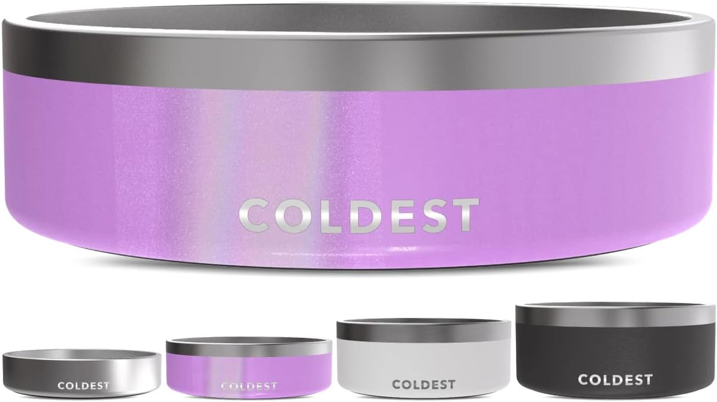 Coldest Dog Bowl, anti Rust Metal & Non Slip Dog Bowls Large, Spill Proof Heavy Duty 3 Layers Insulated Dog Bowl, Food & Water Bowl for Dogs, Cats, Dishwasher Safe (42 Oz, Saturns Purple Glitter)