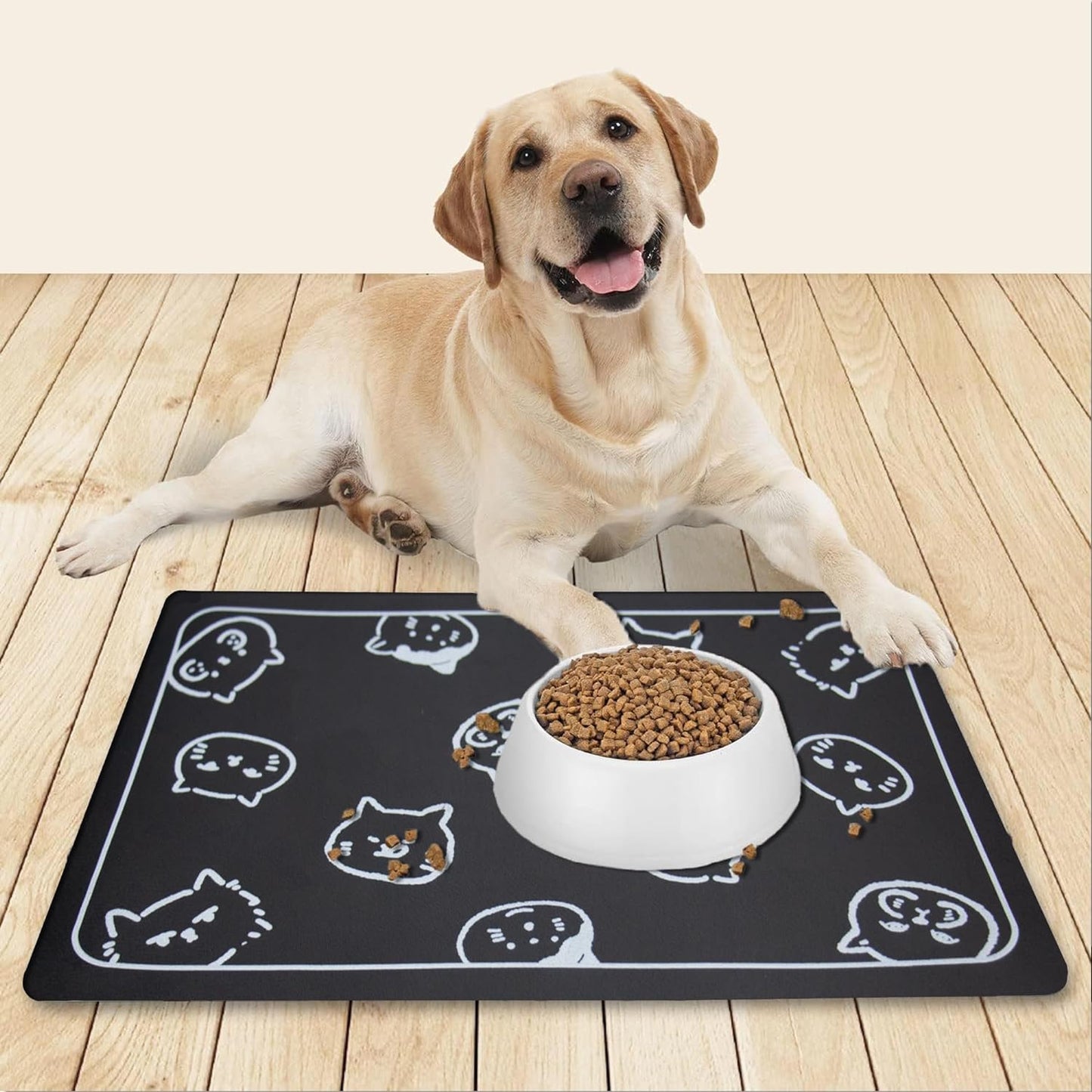 YCT Cat Pet Food Mat, Cat Feeding Mat, Non-Slip Bottom Absorbent Pet Mat, Quick Dry Dog Cat & Dog Food Mat, Pet Supplies Mat, 16.9"X24" Beige