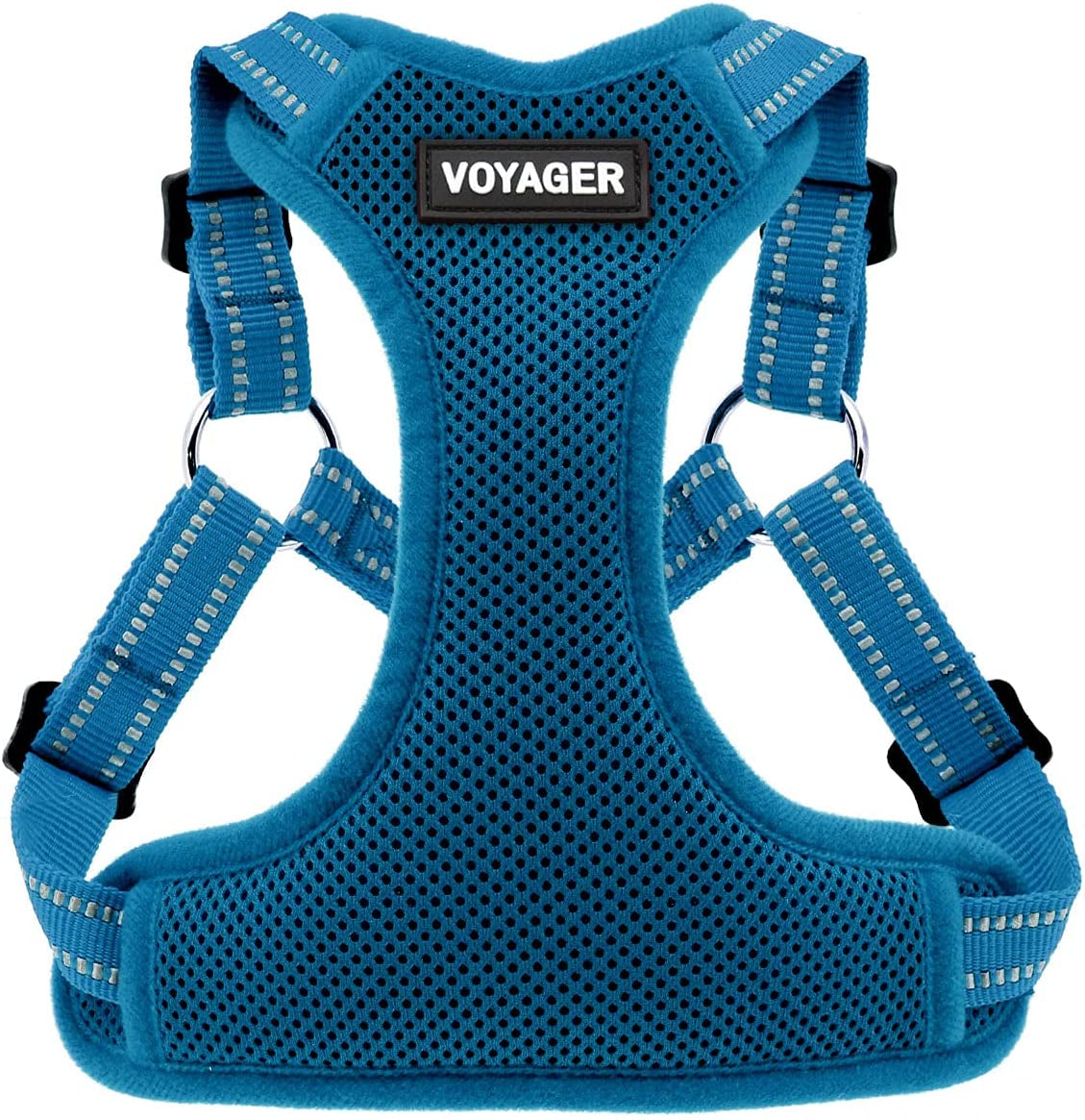 Best Pet Supplies Voyager Adjustable Dog Harness with Reflective Stripes for Walking, Jogging, Heavy-Duty Full Body No Pull Vest with Leash D-Ring, Breathable All-Weather - Harness (Turquoise), XS