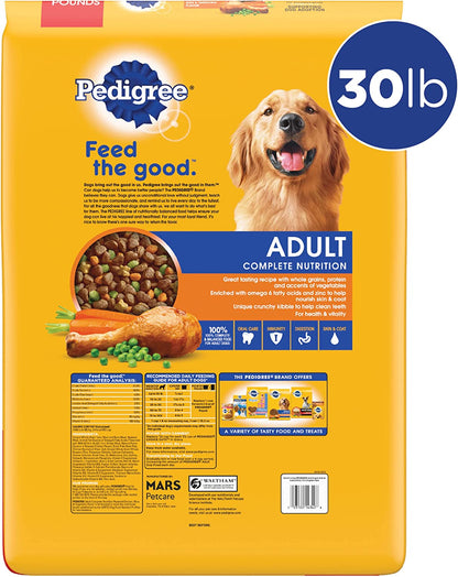 Pedigree Complete Nutrition Adult Dry Dog Food Roasted Chicken, Rice & Vegetable Flavor Dog Kibble, 30 Lb. Bag