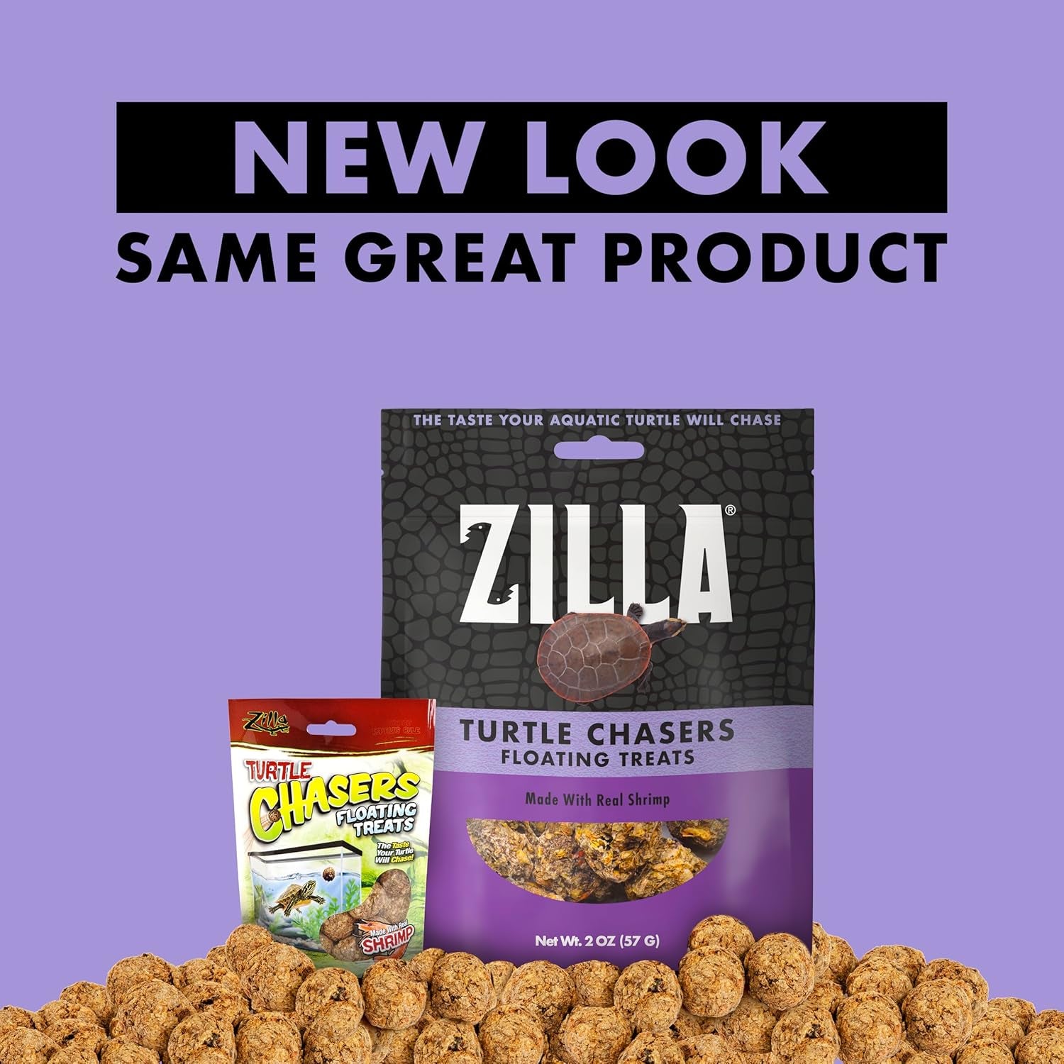 Zilla Turtle Chasers Floating Treats, Made with Real Shrimp, Resealable Bag