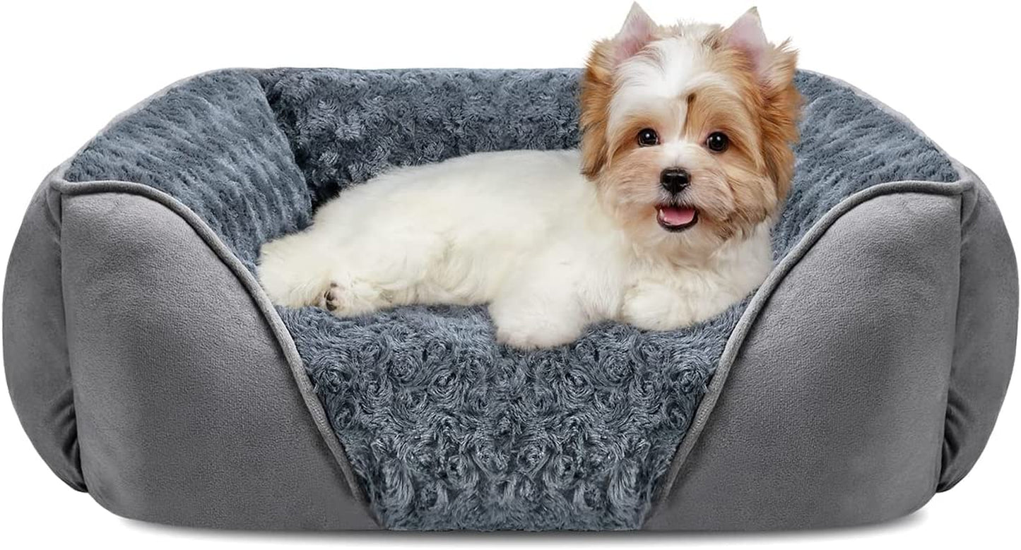 INVENHO Small Dog Bed for Large Medium Small Dogs Rectangle Washable Dog Bed, Orthopedic Dog Bed, Soft Calming Sleeping Puppy Bed Durable Pet Cuddler with Anti-Slip Bottom S(20"X19"X6")