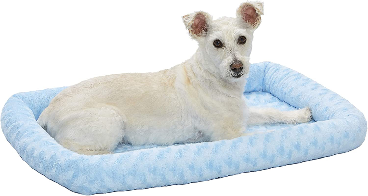 Midwest Homes for Pets Bolster Dog Bed 30L-Inch Blue Dog Bed or Cat Bed W/ Comfortable Bolster | Ideal for Medium Dog Breeds & Fits a 30-Inch Dog Crate | Easy Maintenance Machine Wash & Dry